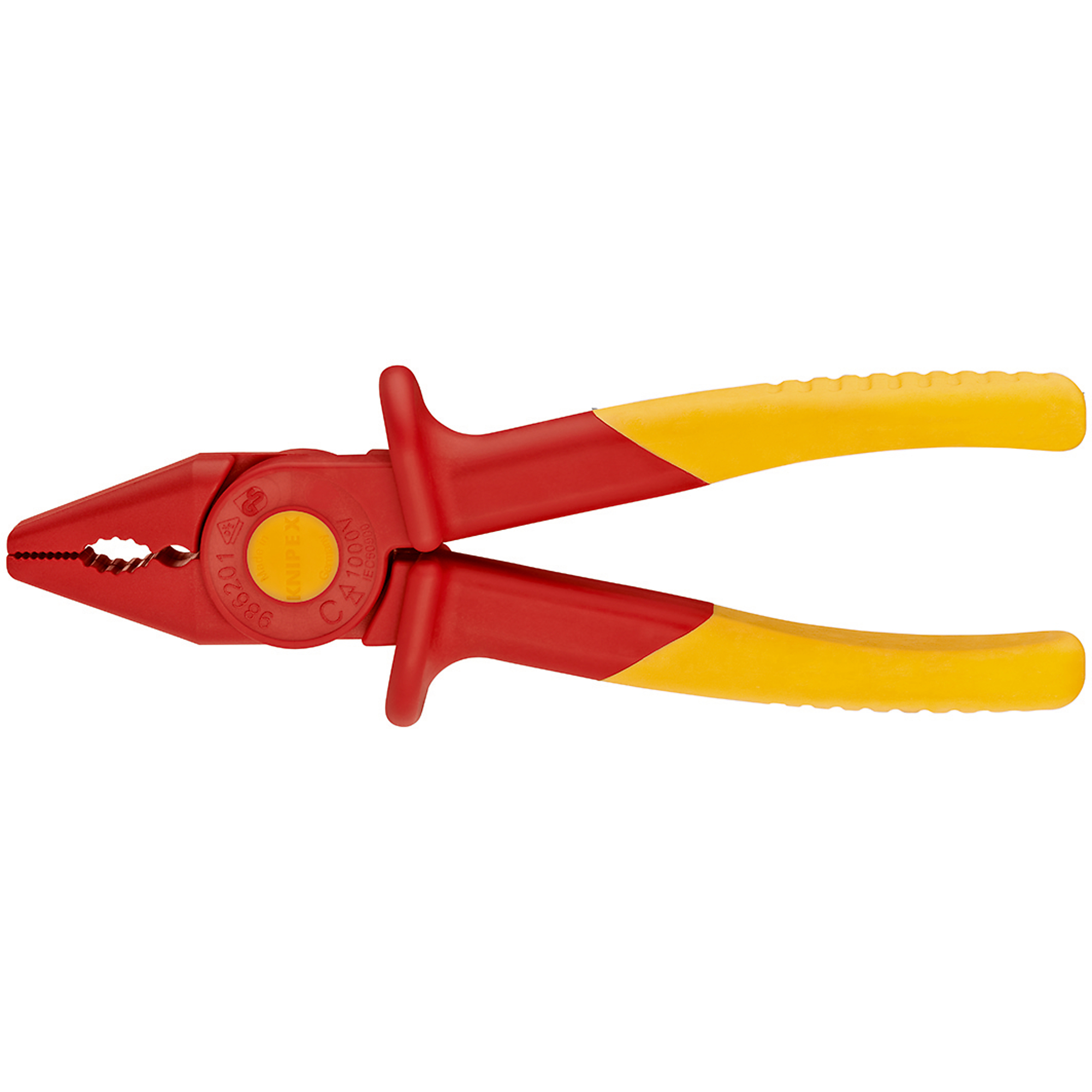 KNIPEX Long Nose Plastic Pliers - 7.25in., 1000V, Fiberglass Reinforced, Soft Grip, Model# 98 62 01